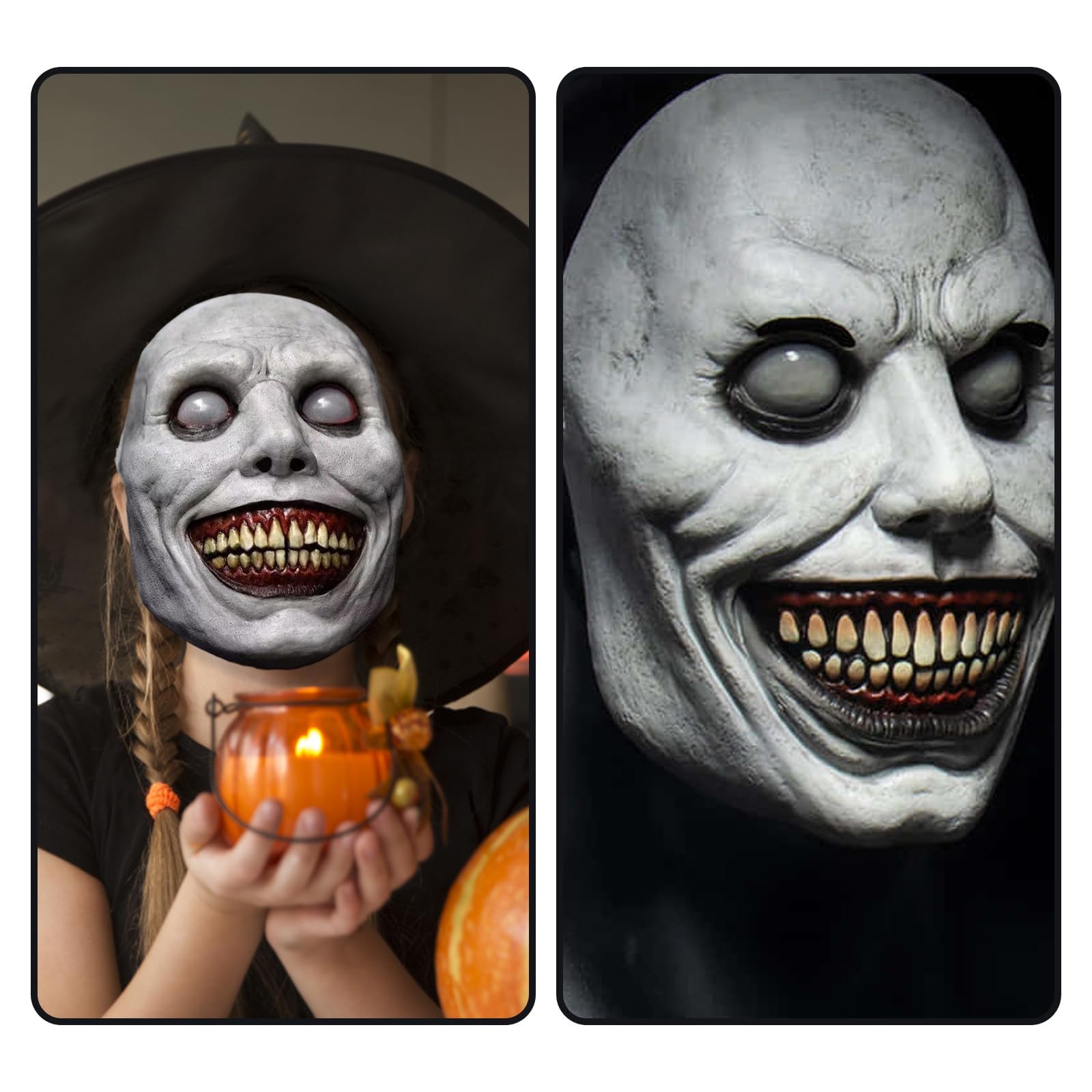 EujRcf Horror Halloween Mask, Halloween Exorcist Smile Mask - Image 4