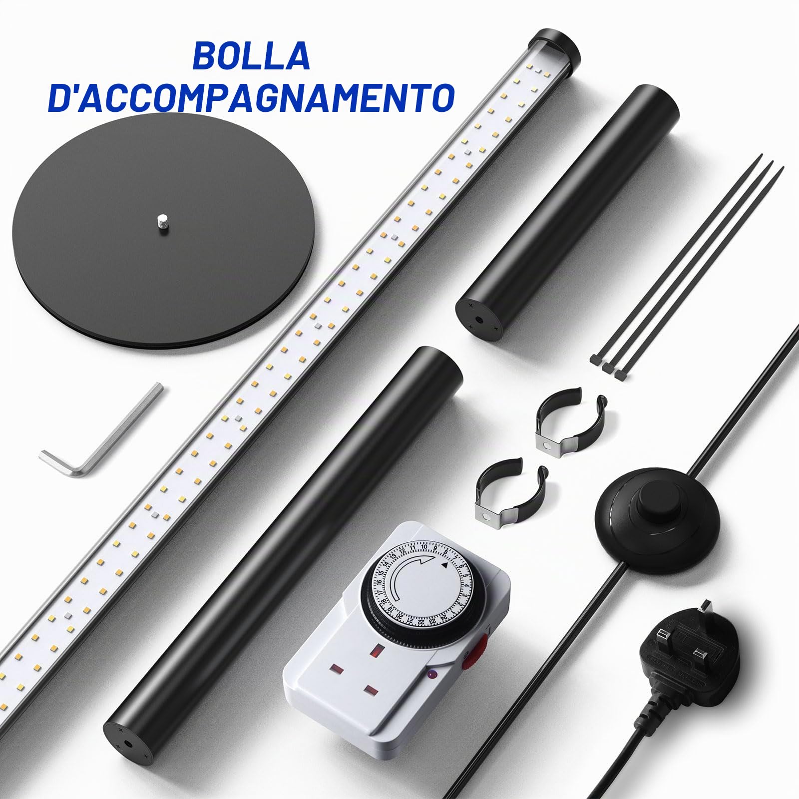 Barrina T10 Pro Lampada da Coltivazione Verticale a Stelo con Timer, 42W, 169 LED, Spettro Completo Luci da Coltivazione Verticali per Piante da Interno, Ampia Copertura, Altezza da 115cm a 165cm con