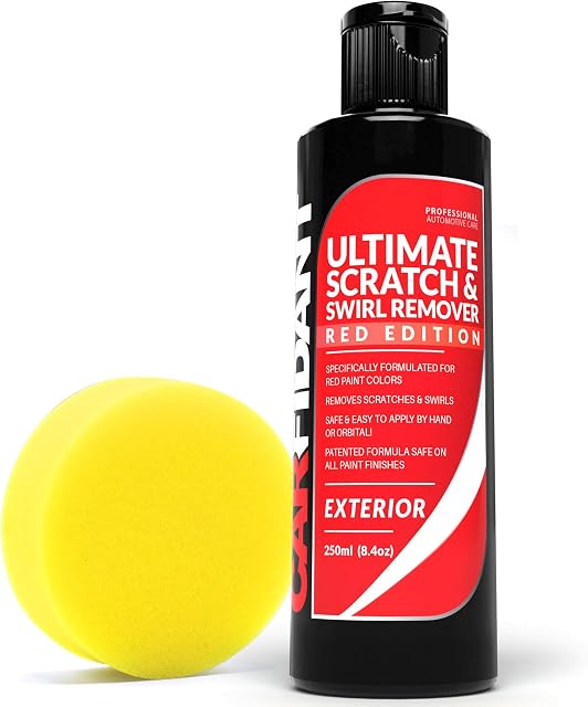 Carfidant Red Car Scratch Remover - Ultimate Scratch and Swirl Remover for Red Color Paints - Polish & Paint Restorer - Easily Repair Paint Scratches, Scratches, Water Spots! Car Buffer Kit