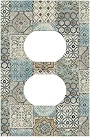 Vista 112 de Azulejo mediterráneo azul de 1 banda cubierta de toma de corriente Talavera mosaico mexicano marroquí mosaico dispositivo de palanca individual