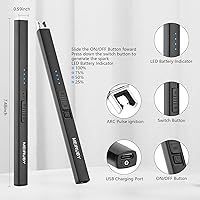 Vista 2 de MEIRUBY Encendedor eléctrico de velas largo electrónico, recargable por USB, arco, resistente al viento, encendedores sin llama para velas, camping
