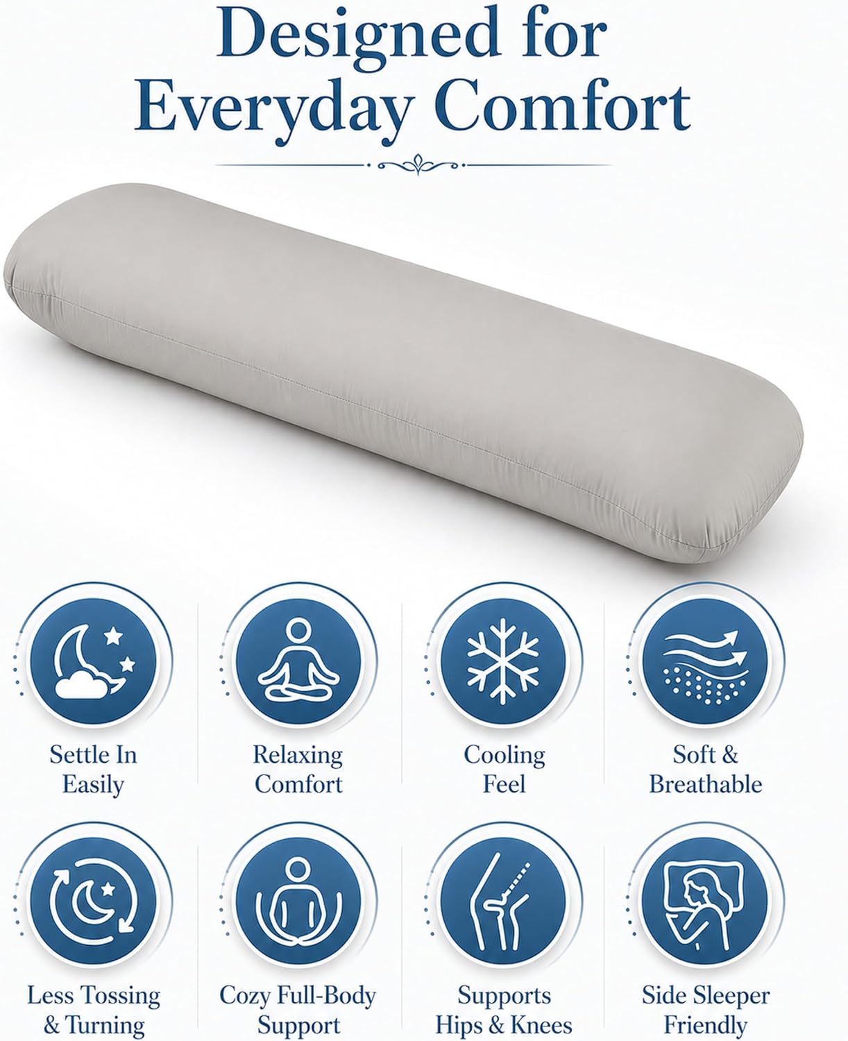 YZ HOME Weighted Body Pillow 6.5lbs Cooling Body Pillow (41" x 10") Filled with Glass Beads Support for Deeper Sleep & Relax,Side Sleeper with Washable Cover