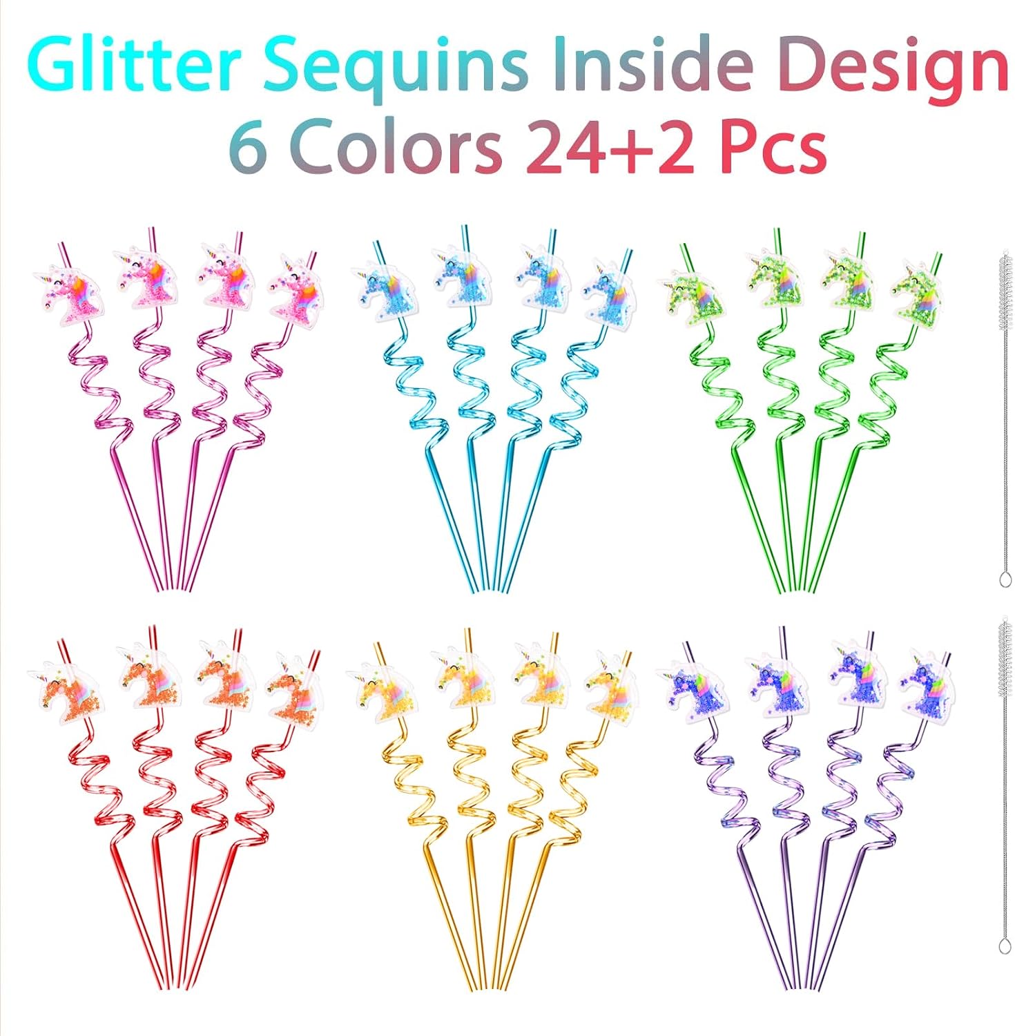 24 Glitter Unicorn Birthday Party Supplies Drinking Straws Unicorn Party Favors