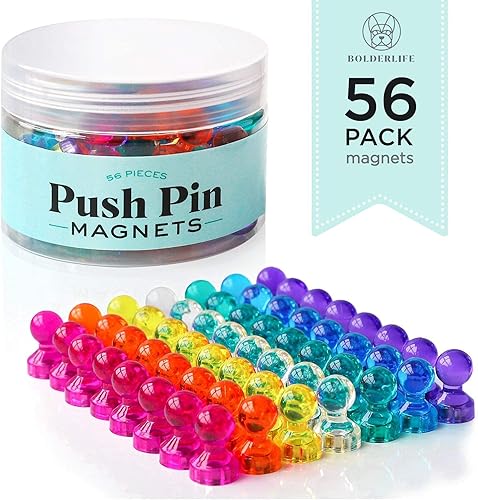 Miniatura 8 de Imanes de pasador de empuje súper fuertes, 56 unidades, pequeños imanes para oficina, pizarra, refrigerador, mapas de fotos, aula