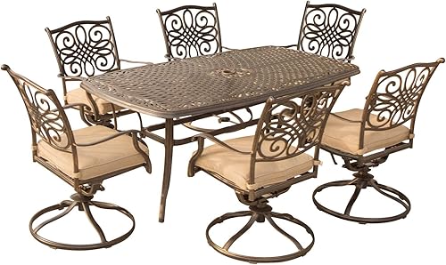 Miniatura 1 de Hanover TRADITIONS7PCSW-6 Traditions - Juego de comedor de 7 piezas con seis sillas giratorias y una mesa grande de 72 x 38 pulgadas, marco de
