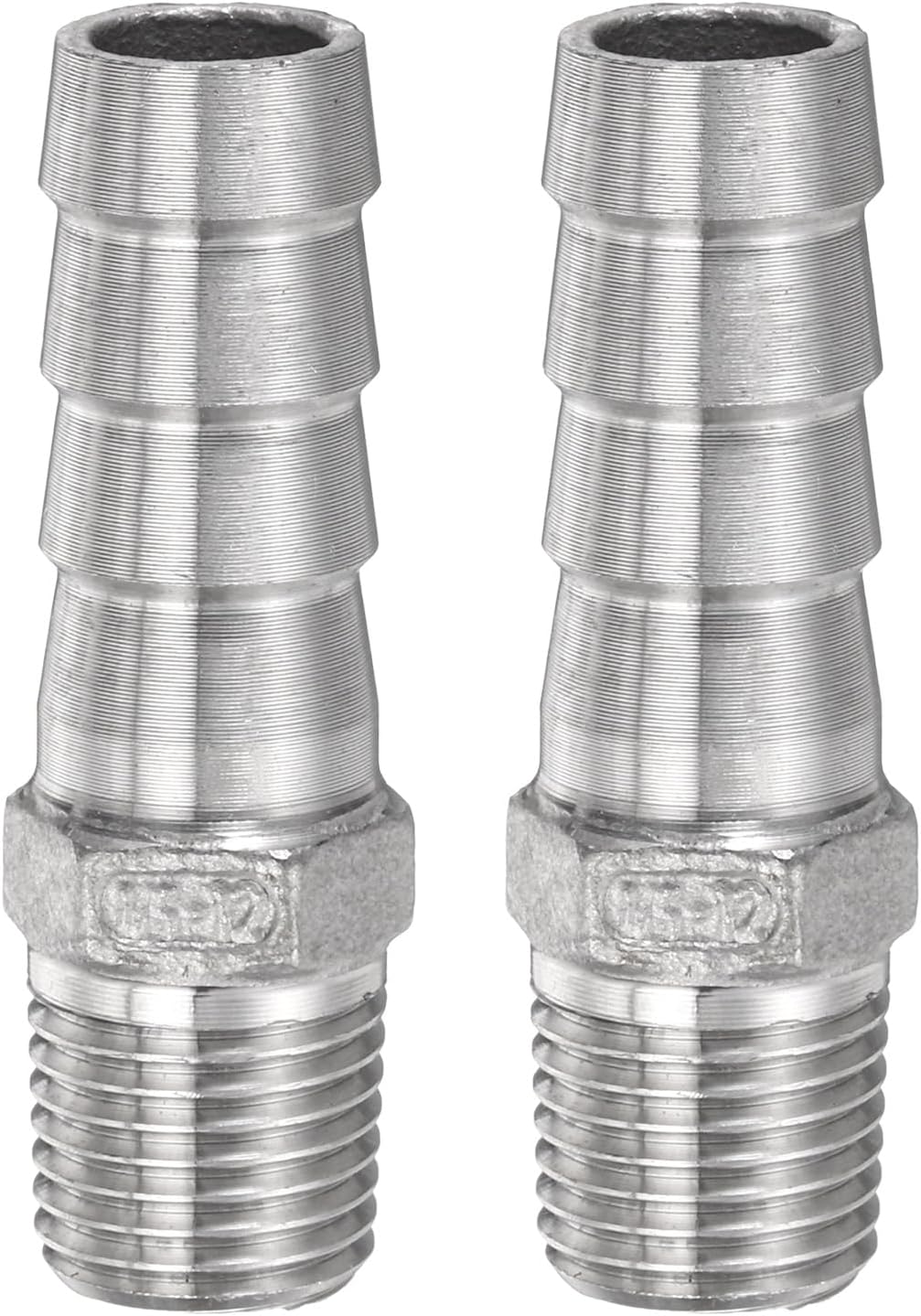 2pcs Stainless Steel Hose Barb Fitting 0.5" (12mm) Barbed x g 1/4" Male Pipe Fitting Air Hose Barb Fittings Coupler Thread Connector Adapter for Water Fuel