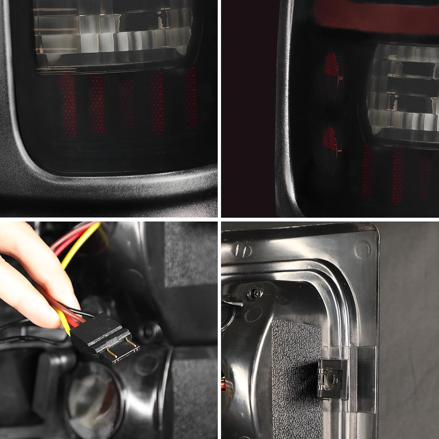 MAYELLO Black LED Tube Tail Lights Fit for 1994–2001 Dodge Ram 1500 & 1994–2002 Ram 2500 3500, Upgraded Blackout Rear Lamps