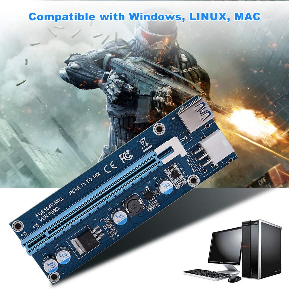 16X Mini PCI-E, karta rozszerzeń Mini PCI-E do PCI Express16x z 4 kondensatorami półprzewodnikowymi i 6-pinowym interfejsem do obsługi kart graficznych