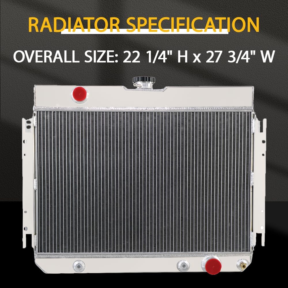 Aluminum Radiator Fits for Chevy Belair Impala Biscayne 1963-1968 Cooling Radiator Replaces for Chevy Chevelle El Camino 1964-1967 3 Row Radiator Compatible with Chevy Caprice 1966-1968