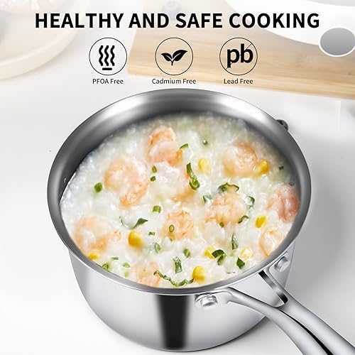 Miniatura 4 de Juego de cacerola de acero inoxidable con tapas de 1 cuarto y 2 cuartos