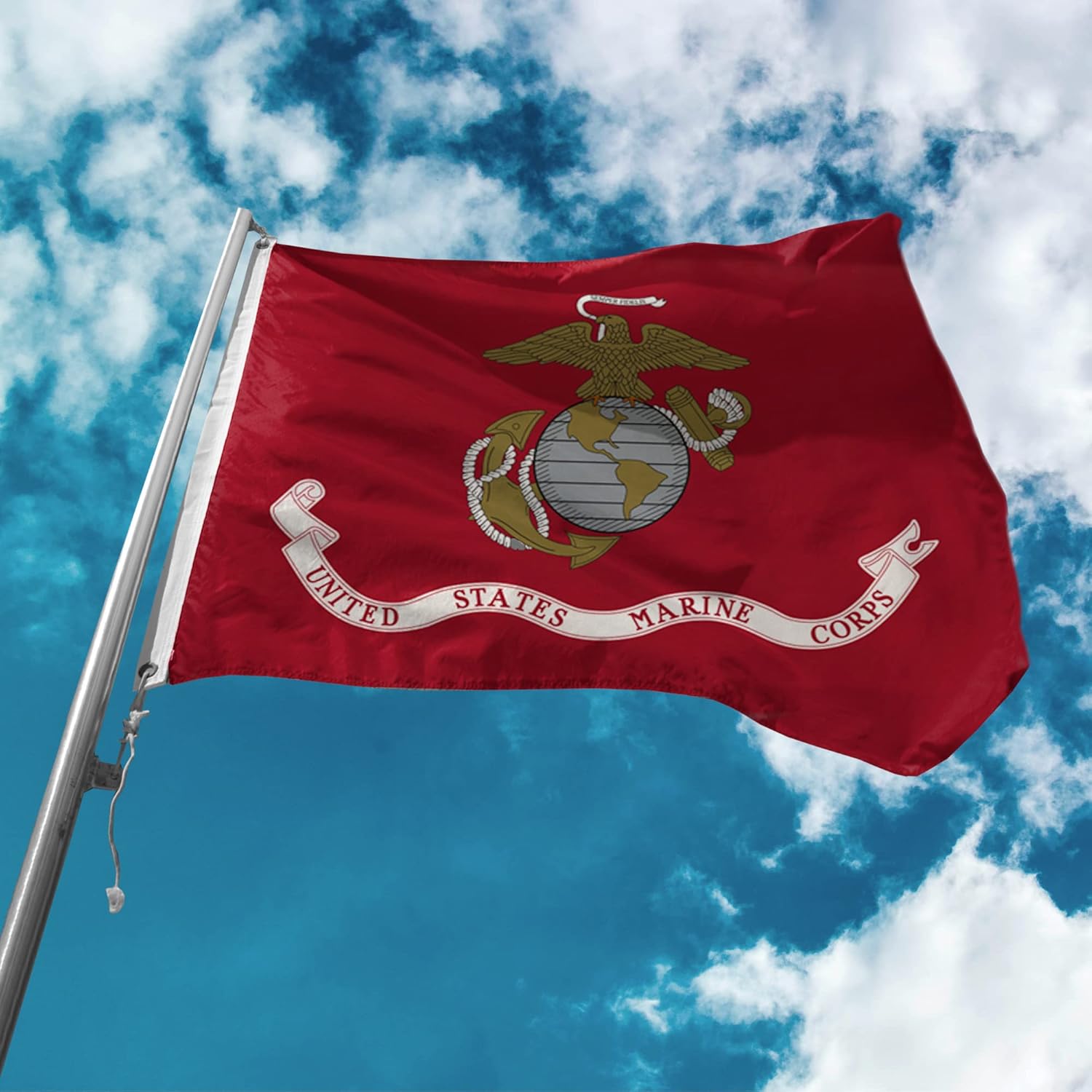 AGAS US Marine Corps Flag 2x3 Ft – Printed Durable Polyester Military Flag – Indoor/Outdoor Patriotic U.S. Flag for Home, Office, Wall or Display