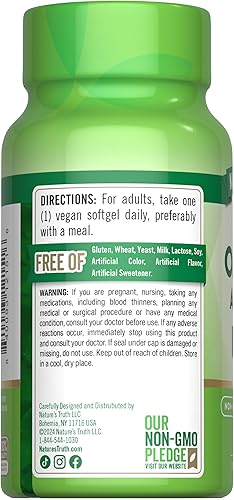 Miniatura 7 de Nature's Truth Cápsulas blandas veganas Omega 3 | 60 unidades | Fórmula de aceite de algas con DHA | Suplemento sin OMG y sin gluten