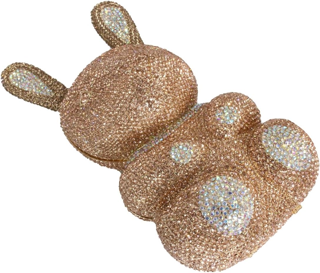 Women Sparkly Crystal Clutch Bag Unique Rabbit Rhinestone Evening Purse Formal Diamond Handbags for Wedding Party