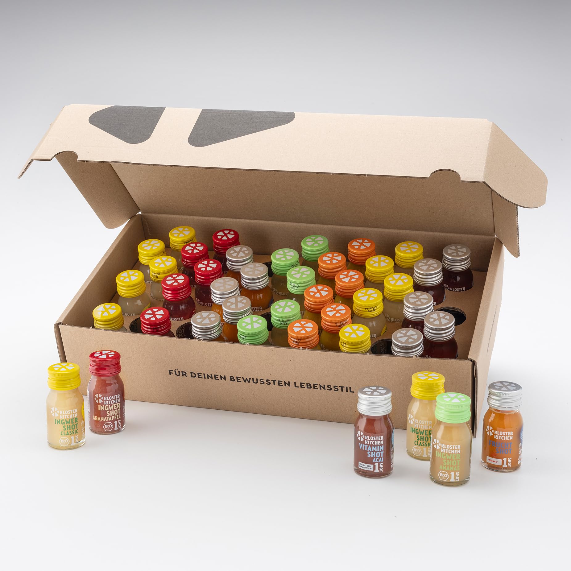 Kloster Kitchen Saftkur alternativa | 6 semanas de jengibre Shot Kur I 42x 30 ml con auténticas piezas de jengibre I Bio Ingwershot vegano I dulce afilado sin aditivos & con dulce natural