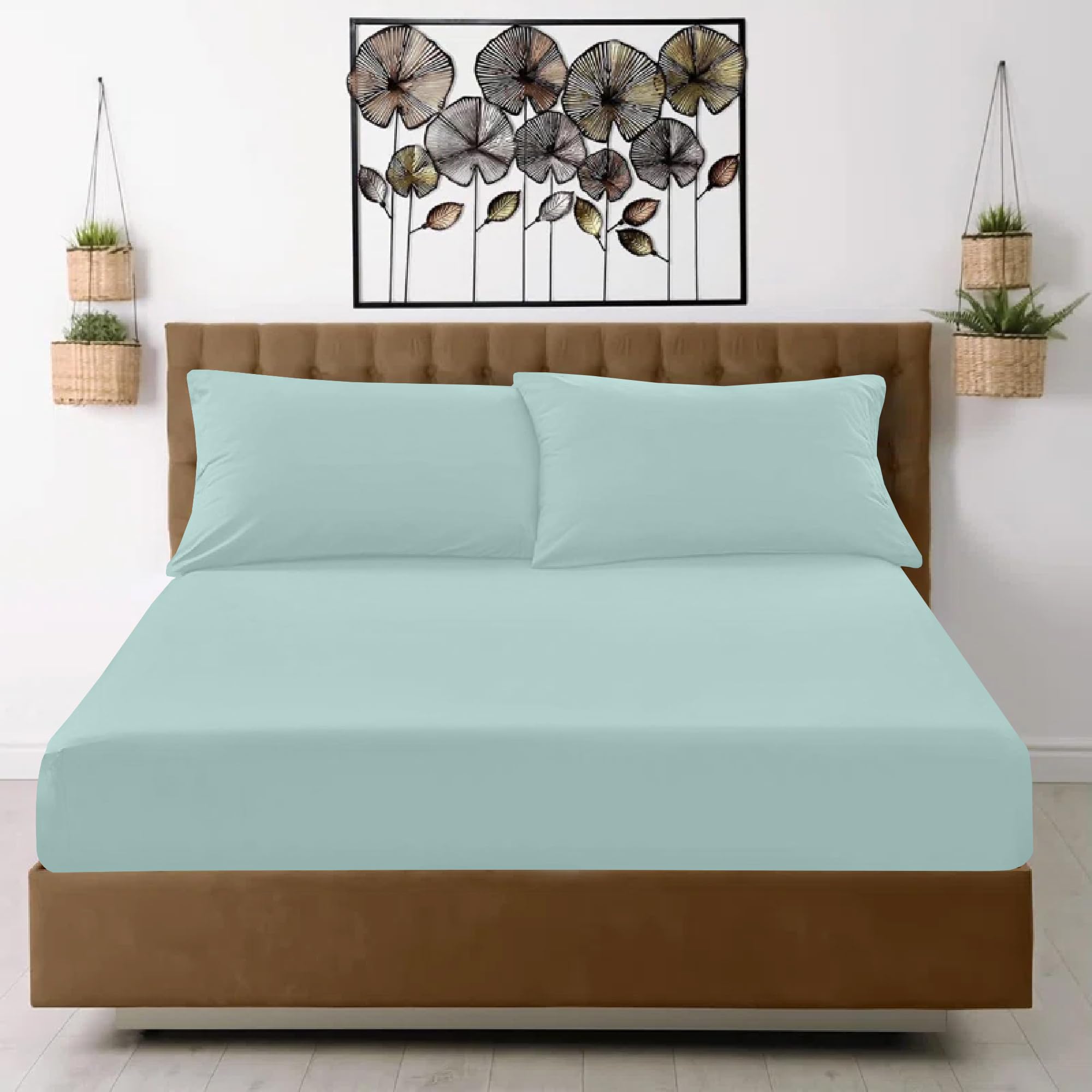EverSoft Bedding 100% Egyptian Cotton 400 Thread Count Small Double Fitted Sheet 35cm Extra Deep Fitted Bed Sheets 4ft Luxury Deep Pocket Small Double Elastic Fitted Sheet