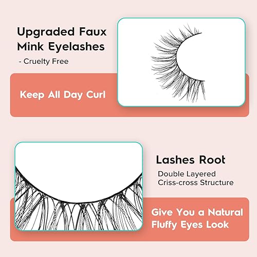 Miniatura 7 de Pestañas postizas de aspecto natural, pestañas finas de 0.394 pulgadas, pestañas cortas de rizo C, pestañas de banda fina de 0.004 in, paquete de