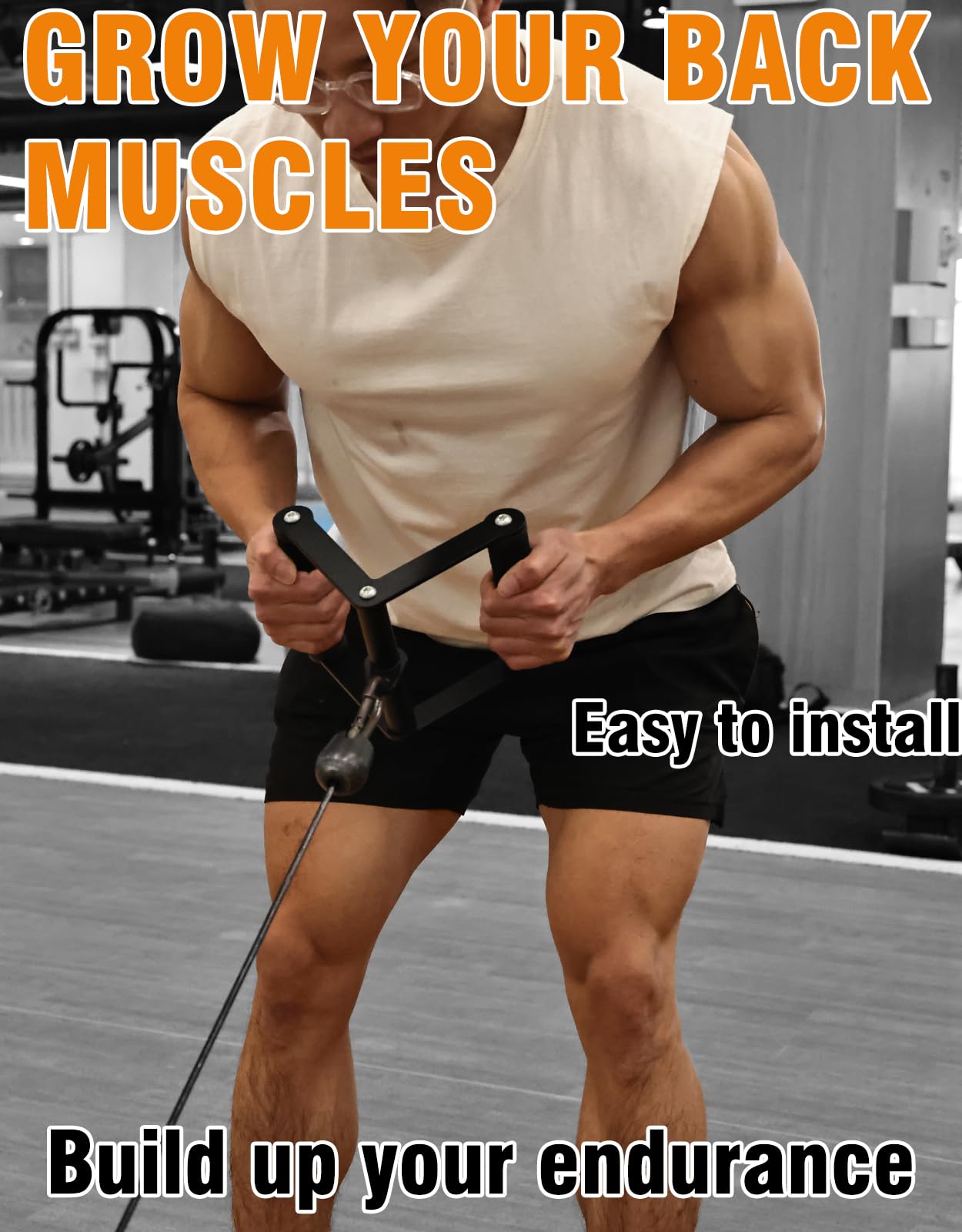 Fitarc Maniglia Double D Accessori Cavi per Palestra, Accessorio V‑Bar Antiscivolo per Attrezzatura Home Gym, Accessorio T‑Bar per Rematore, Accessori per Lat Pulldown e Accessorio per Macchina a Cavo