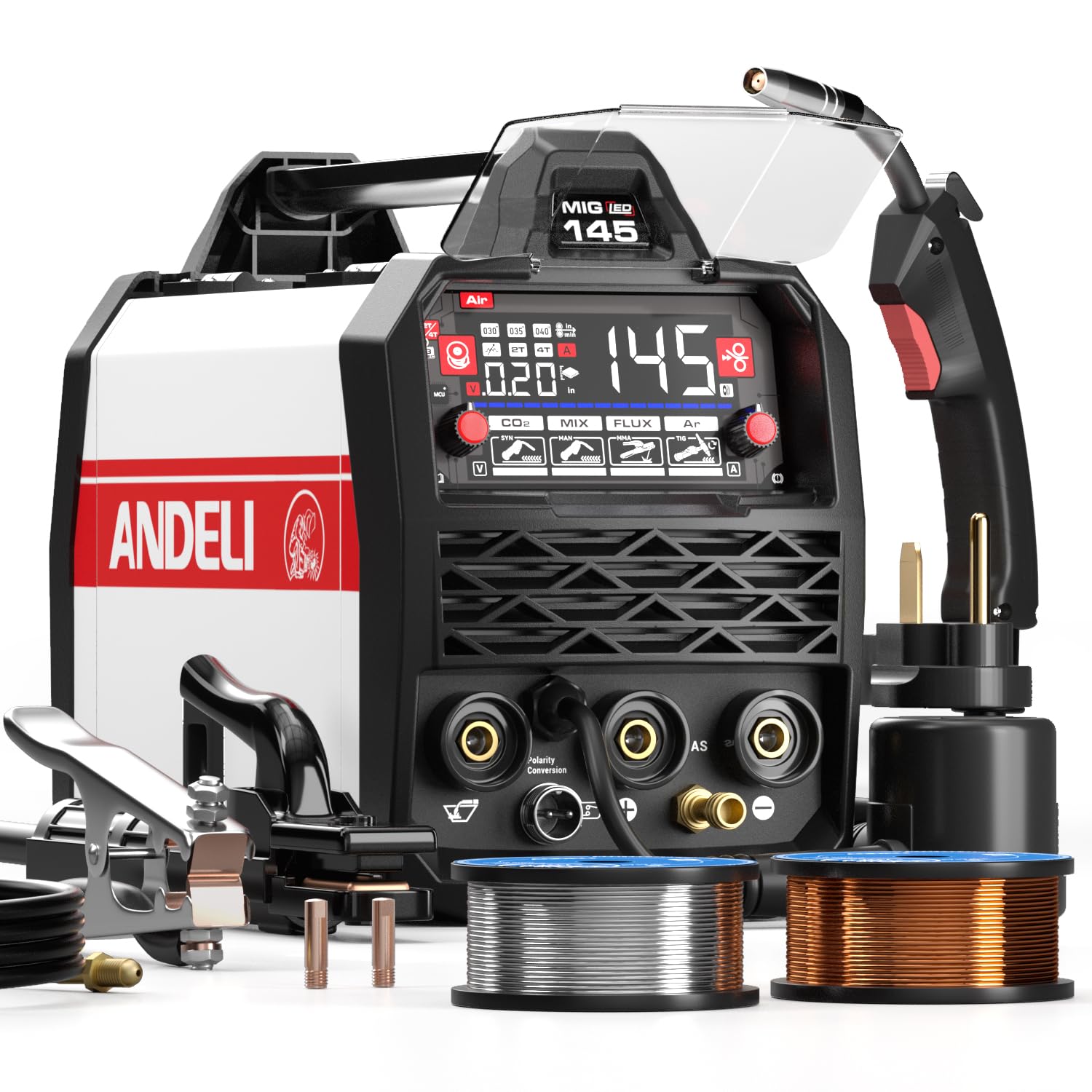 Amazon | ANDELI 半自動溶接機 145Amp 100V/200V兼用 ガスMIG/ノンガス 