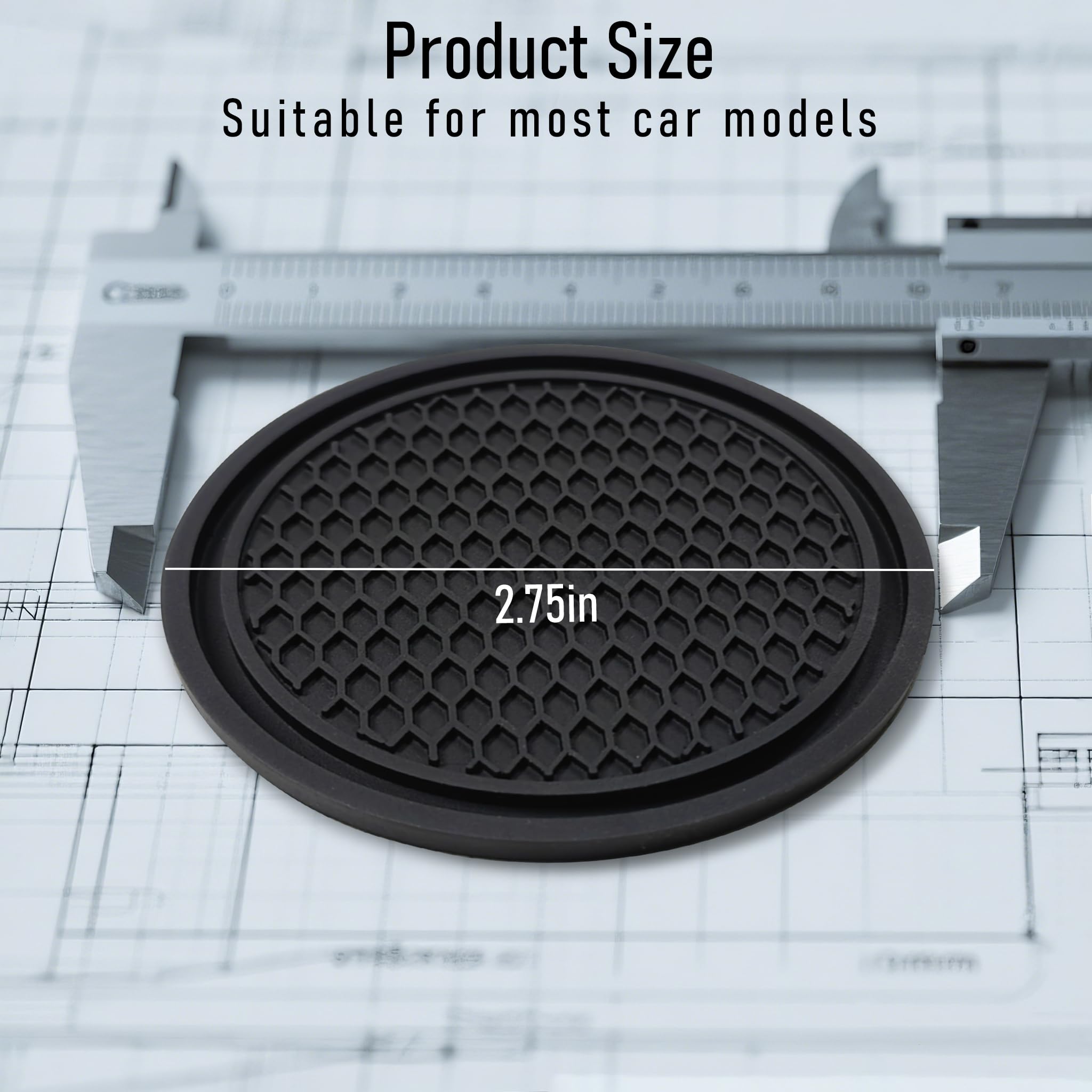 KULOLO Car Cup Holder Coaster 4 Pack - Non Slip & Shockproof,Flexible PVC Rubber Insert for Car/Truck/SUV/Van (2.75