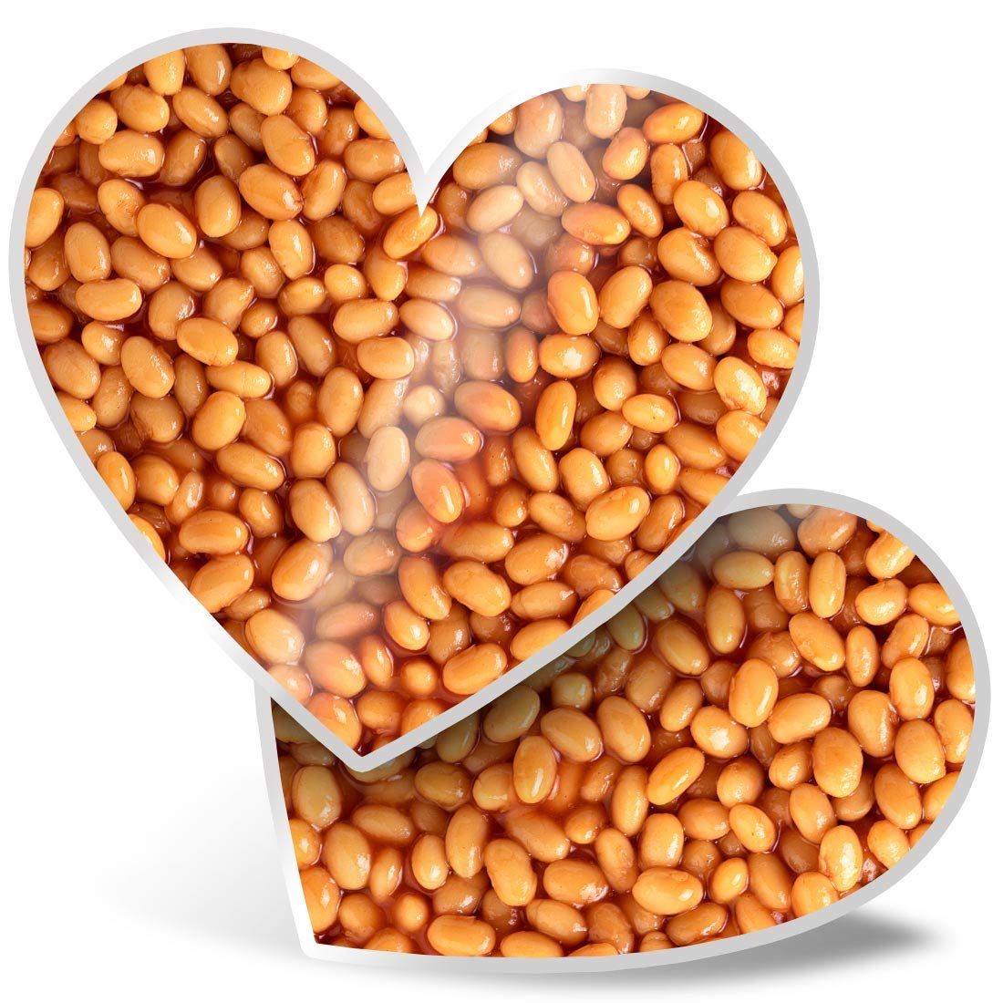 Destination Vinyl Ltd Multi 2 X 7.5Cm Heart Stickers - Baked Beans Food Breakfast Cafe Decals 44208