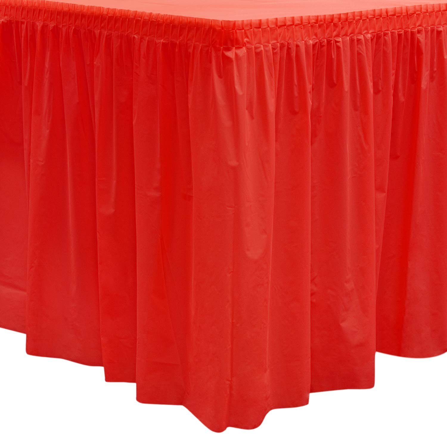 Party Essentials 529 Plastic Table Skirt, 168" Length x 29" Width, Red (Case of 6)