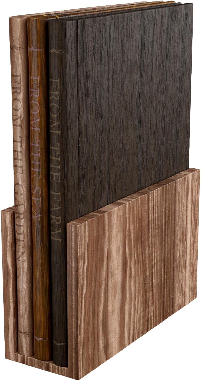 Stella Gene - The Cutting Board Kitchen Trilogy, Decorative 100% Acacia Cutting Board Set, Book-Inspired Wooden Cutting Boards with Stand, 3-Piece Cutting Board Library Style Set, Meat & Cheese Board