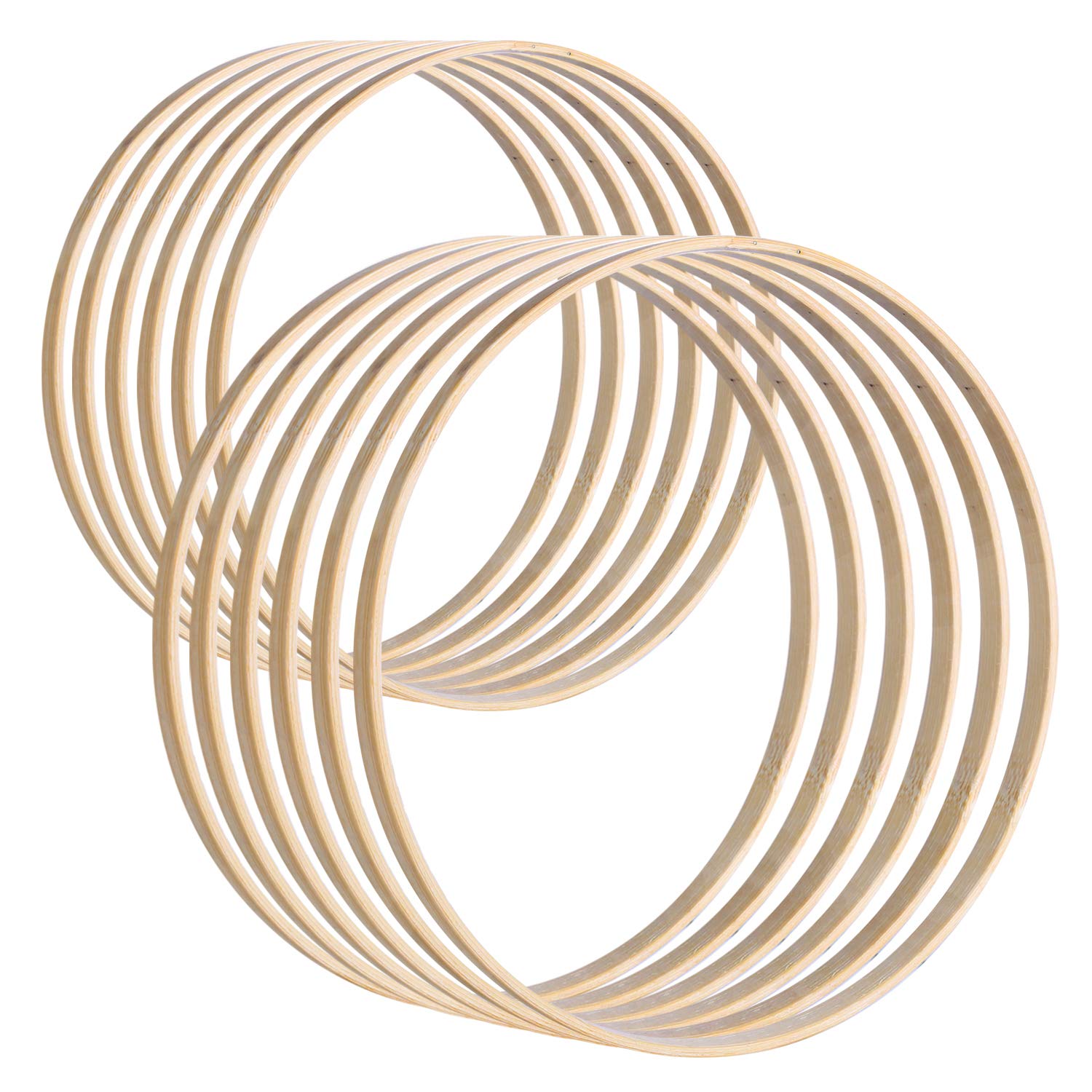 KKC 12 Pcs Wooden Bamboo Floral Hoop Craft Dream Catcher Hoops Ring Macrame Craft Wreath Hoop Rings for DIY Weddding Wreath Decor Macrame Dreamcatcher Wall Hanging Crafts 2 Sizes 6" and 8"