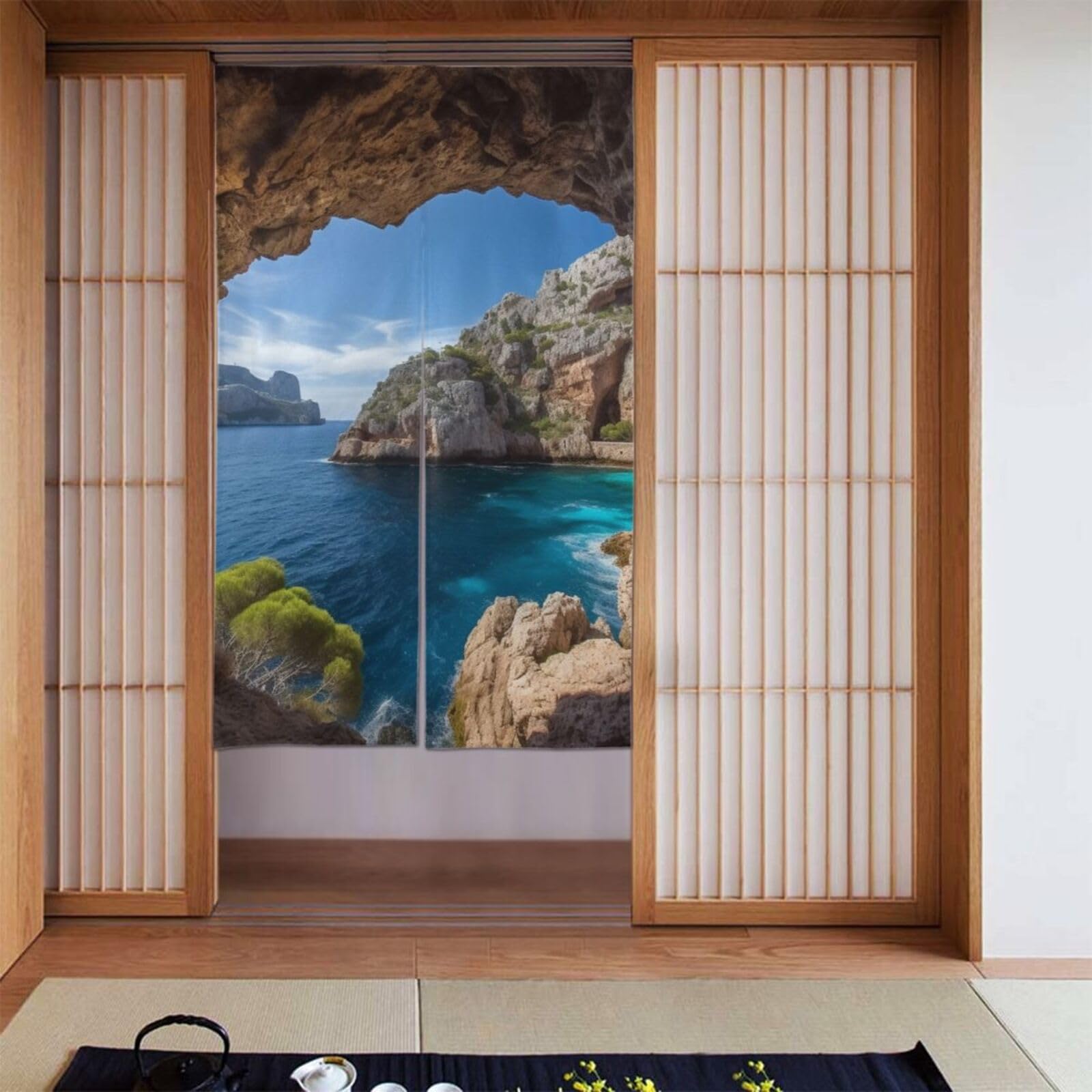Rideaux de porte personnalisés arche de Majorque, rideaux occultants cuisine et chambre