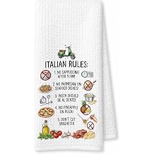 Funny Italian Gifts Kitchen Towels 16x24, Pasta Pizza Decor Dish Cloth, Italy Food Rules Novelty Scooter Hand Towel for Cooking Lovers, Housewarming Italian Gifts for Family