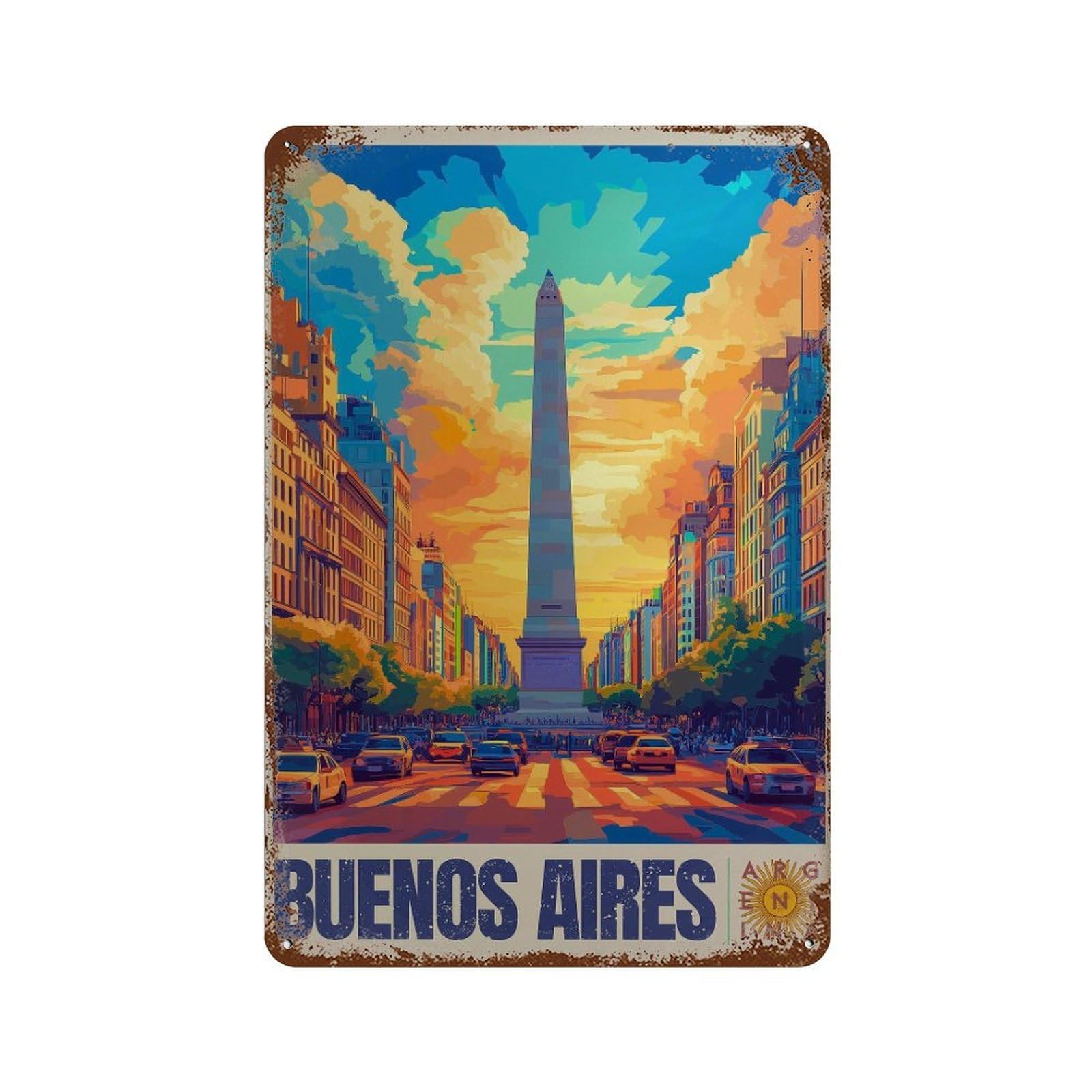 xiaoxiaoshen Buenos Aires Travel Argentina City Wall Decor Art Metal Tin Poster Modern Home Decor Art Home Bar Shop Decorations Vintage Sign 30x20cm