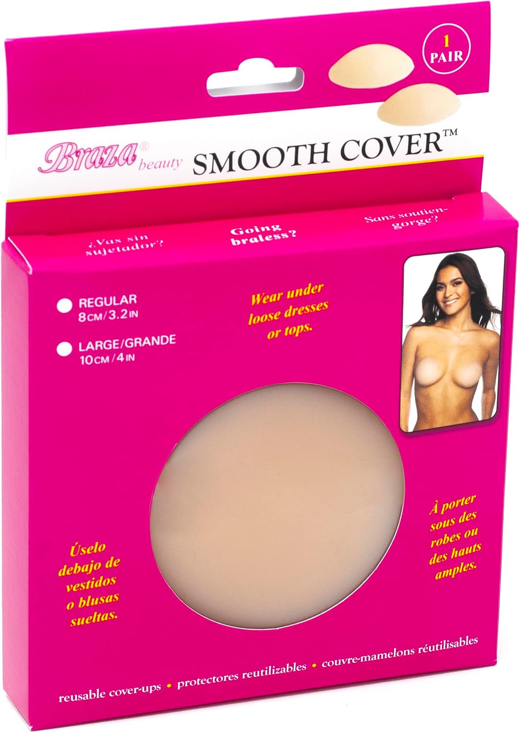 Braza Adhesive Nipple Concealer – 2 PCs Anti-Slip Comfortable Skin-Friendly Nipple Cover