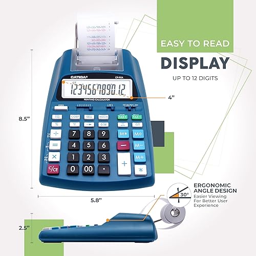 Miniatura 6 de CATIGA Calculadora de impresión nueva y mejorada Máquina de adición de 10 llaves, calculadora de escritorio para oficina en casa con impresión de