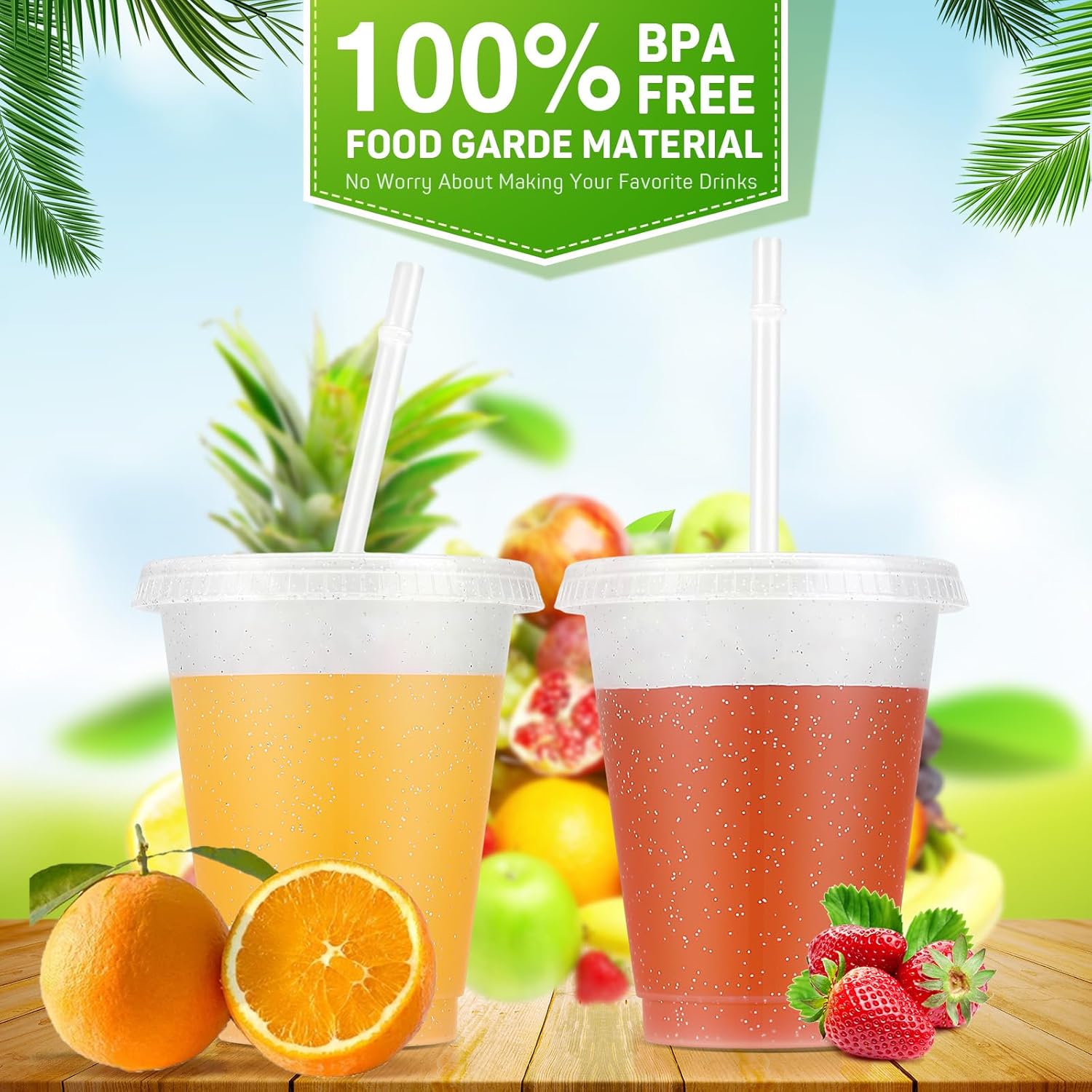 Roshtia 24 Pack Plastic Tumblers with Lid and Straw Reusable Cups Bulk Water Bottles Iced Coffee Travel Mug Cup for Birthdays Party Juices Adults Kids (White,16 oz) - Image 3