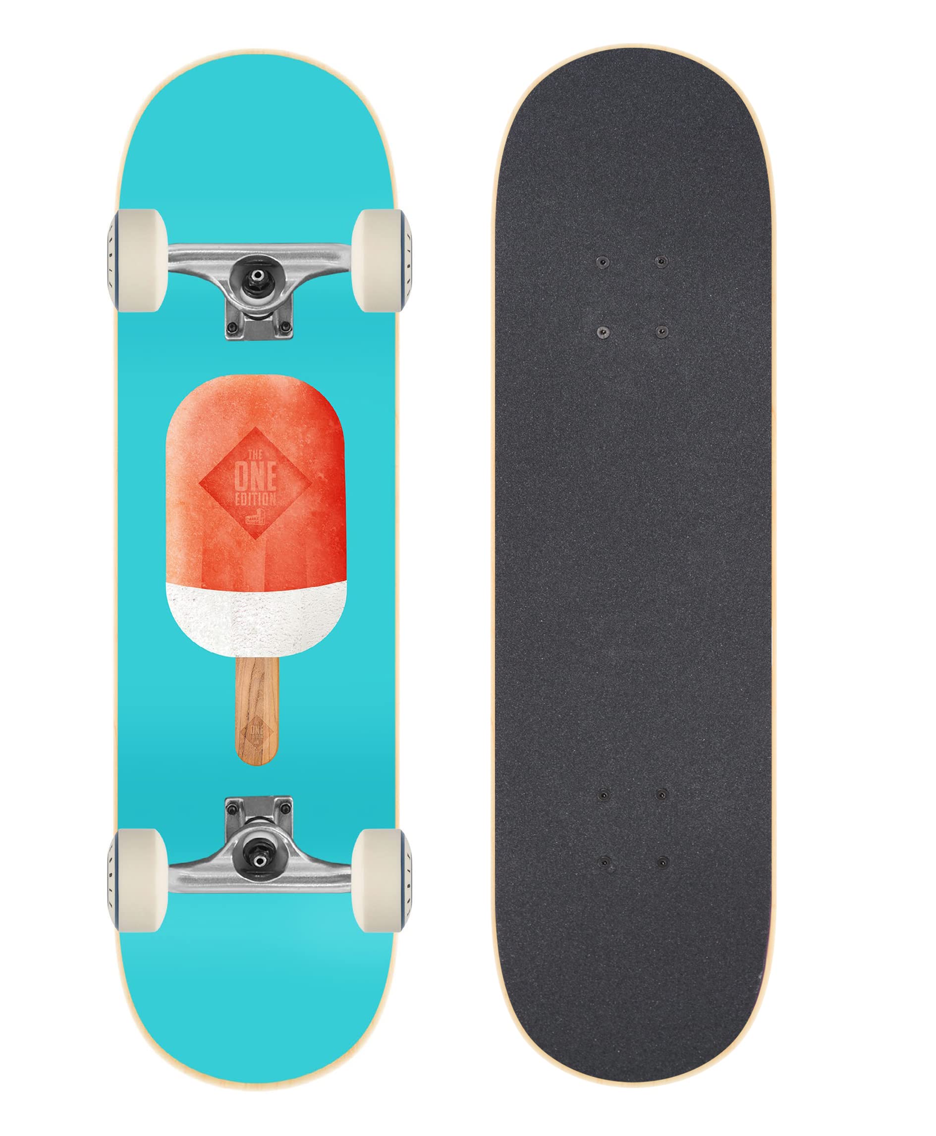 RollerCoaster Skateboards Drop-Through The ONE Edition: Feathers, Palms, Icecream, Surfer (Icecream)