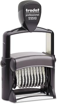 Trodat Professional Numberer, 10 Digit Self-Inking Numbering Stamp, 3/8 x 2 1/4 Inches T55510, Black