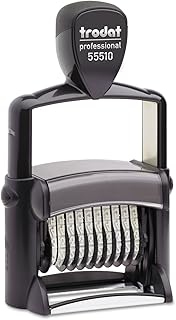 Trodat Professional Numberer, 10 Digit Self-Inking Numbering Stamp, 3/8 x 2 1/4 Inches (T55510), Black