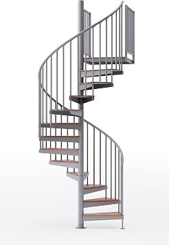 Condor Gray Interior 60in Diameter, Fits Height 85in - 95in, 2 36in Tall Platform Rails Spiral Stair Kit