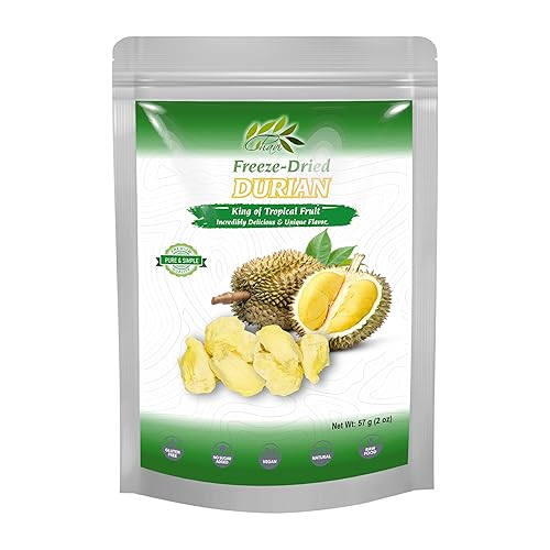 CHAVI Durian liofilizado (King of Fruits) - 2 onzas - Superalimento saludable de 1 ingrediente - Supersnacks familiares - Sin azúcares añadidos ni