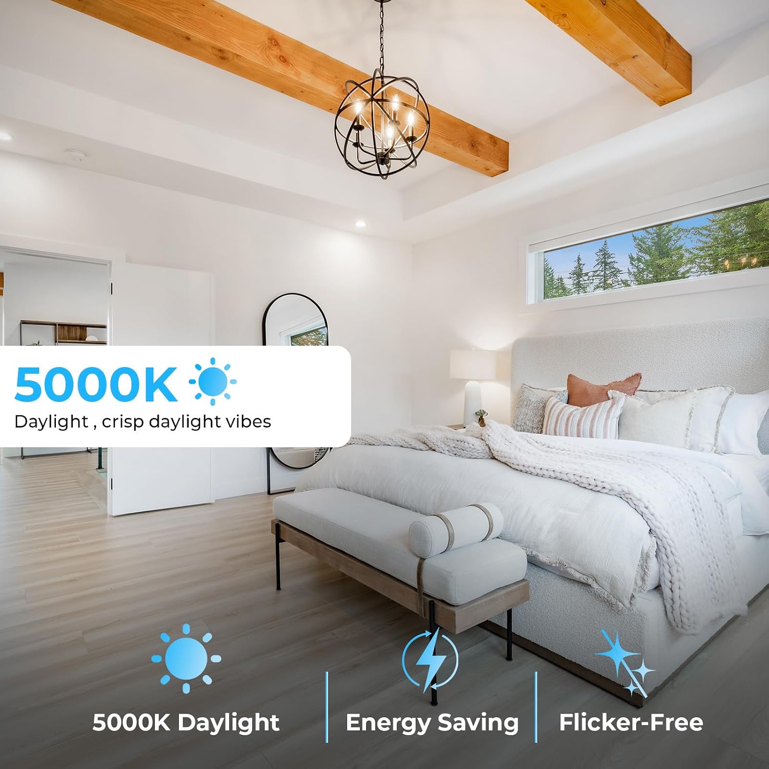 5000K Daylight E12 Candelabra Bulb, B10 LED Chandelier Light Bulbs, 24 Pack image 3