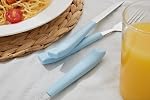 ANNOVA 20PCS Stainless Steel Silverware Set with Colored Handles Comfortable to Hold - 4 x Dinner Forks, 4 x Salad Forks, 4 x Table Knives, 4 x Tablespoons, 4 x Teaspoons (Light Blue, 20 Pieces)