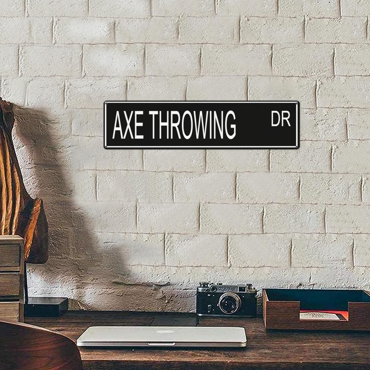 Axe Throwing Gift, Axe Throwing Sign, Throwing Axes at Targets Outdoor Street Sign