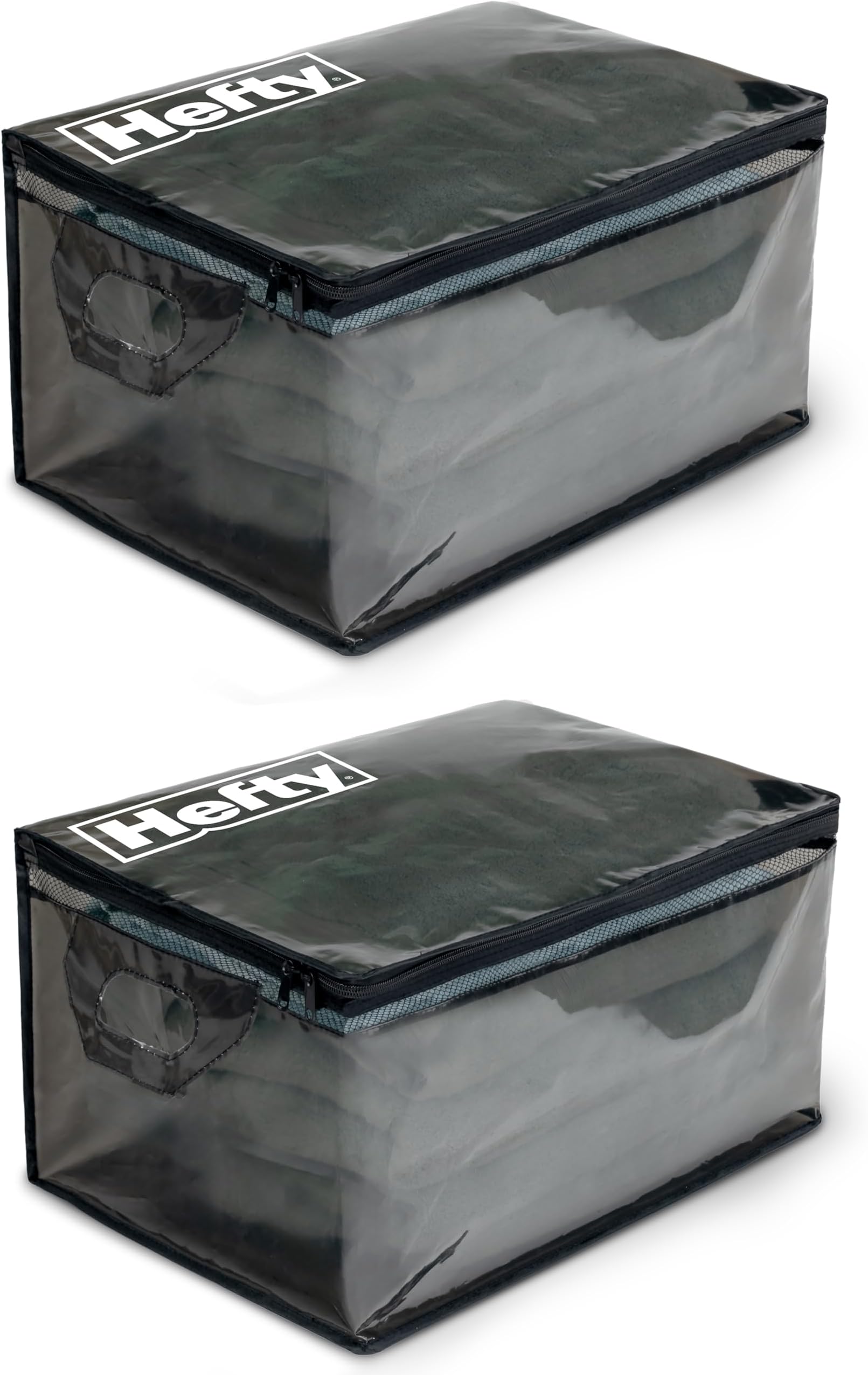 Large Flexible Tote with Breathable Mesh, Double Zipper, 2 Handles โ Ideal for Moving or Clothes & Apparel Storage, Alternative to Plastic Bin, Organizer or Container โ 2 Pack