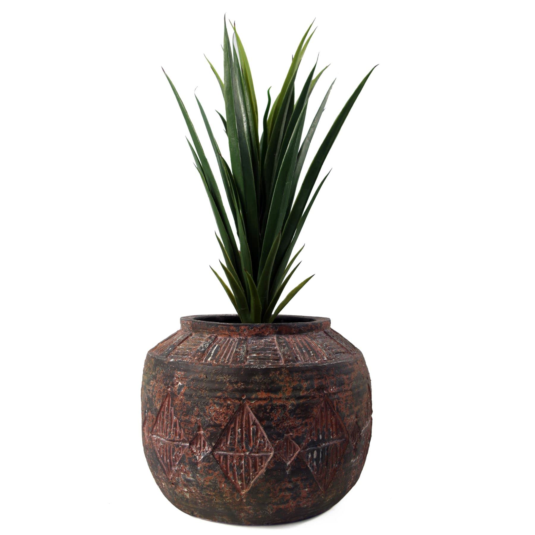 Leaf Aztec Diamond Planter 36cm Fibreglass Composite Rustic