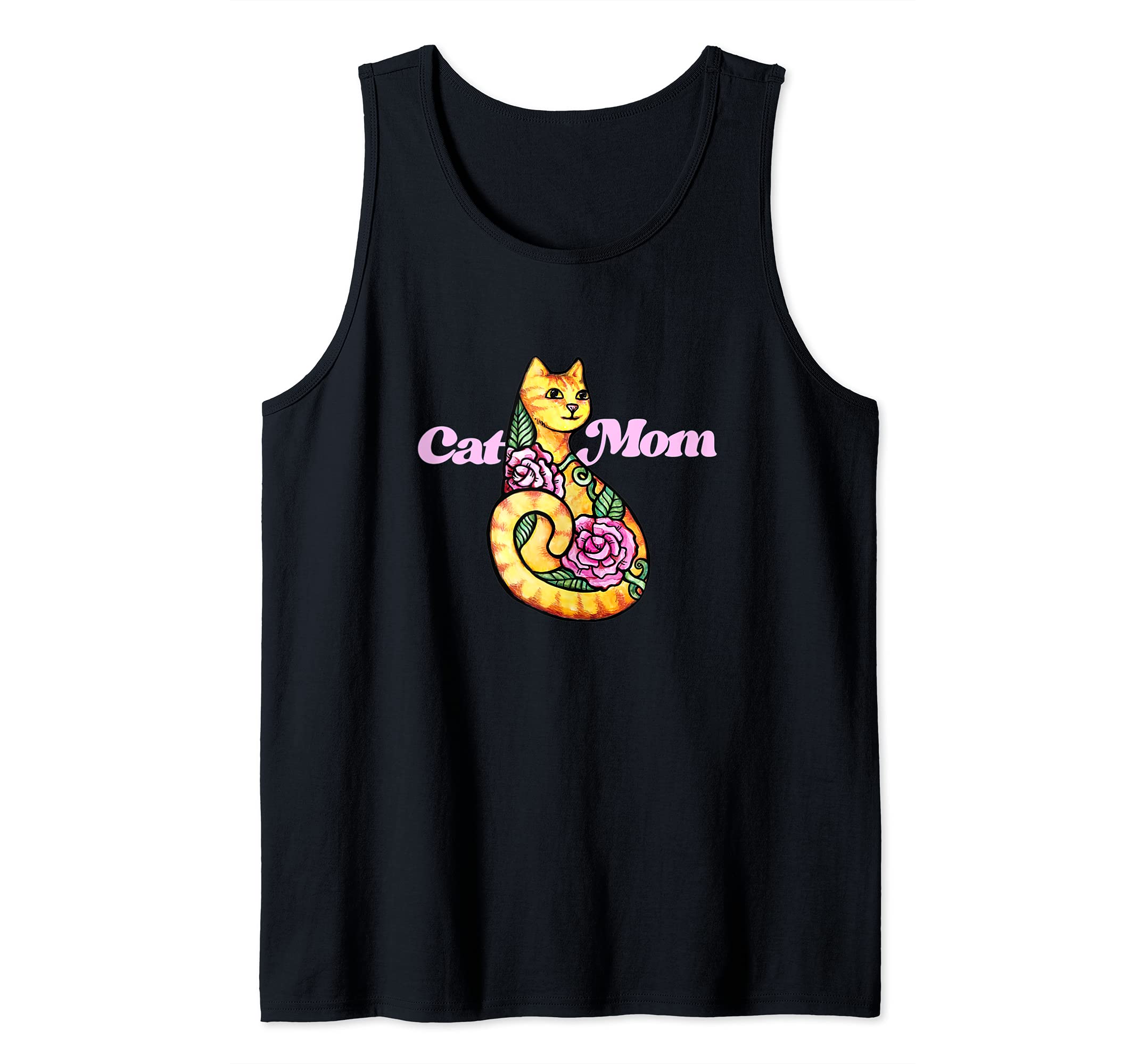 Cat Mom funny cat person design cat people humor Tank Top, Black
