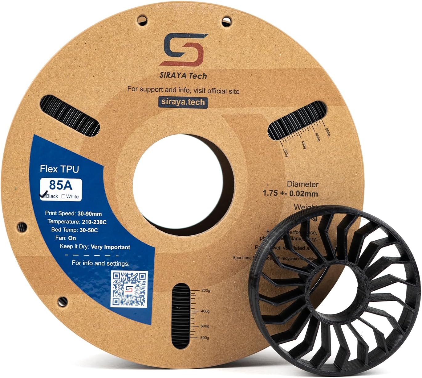 Siraya Tech Flex TPU Filament - 85A Shore, ISO 10993, High Flexibility & Toughness, High Flow & Speed, Easy to Print, Moisture-Resistant Aluminum Bag - Ideal for Footwear, Protective Gear (Black, 1kg) - Image 5