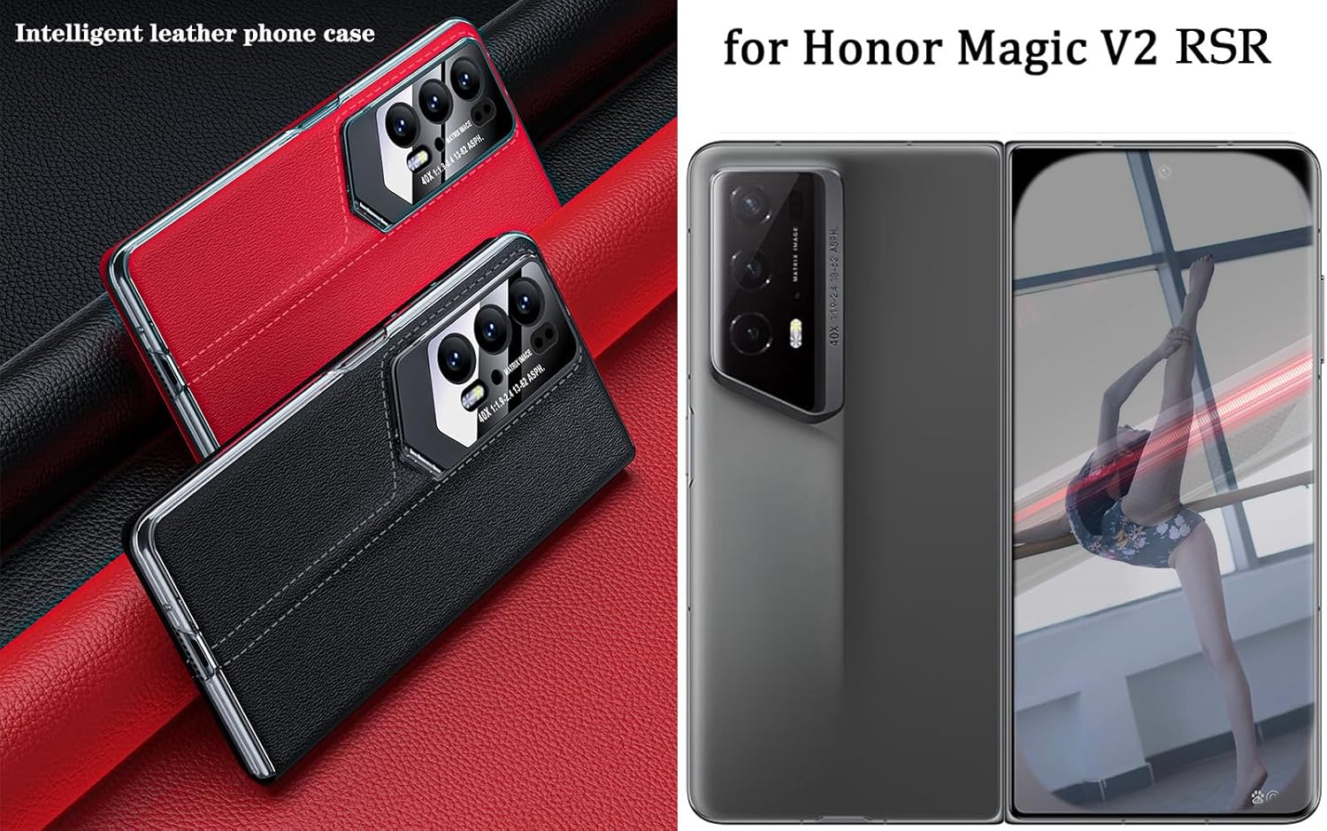 Leather Mobile Phone Case for Honor Magic V2 RSR. Magnetic, Bracket, Smart Cell-Phone Cover/Shell for Magic V 2 RSR