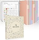 Recipe Binder 8.5x11 3 Ring, 1" Round Rings, Recipe Book to Write in Your own Recipes, Recipe Binder with 60 Plastic Sleeves, 12 Dividers, 60 Blank Recipe Cards, Family Recipe Organizer