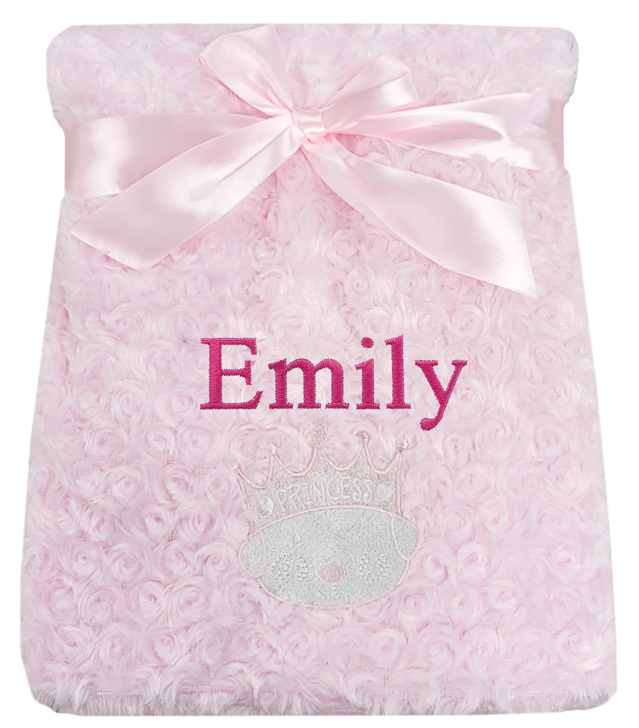 Baby Boy Girl Personalised Prince Princess Blanket Embroidered Name (Pink Princess)