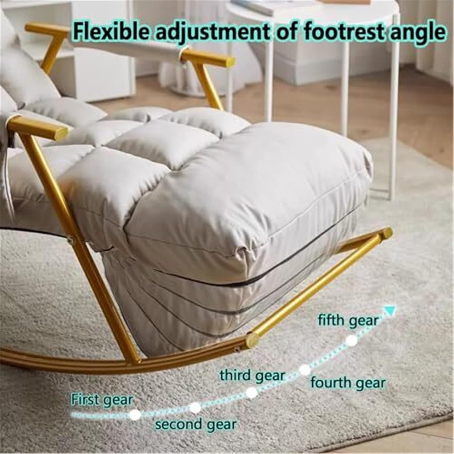 快適で リビングルーム用ロッキングチェアクッション付きのモダンなベッドルーム用ソファーラウンジャー、アームレスト付きのガーデンロッキ