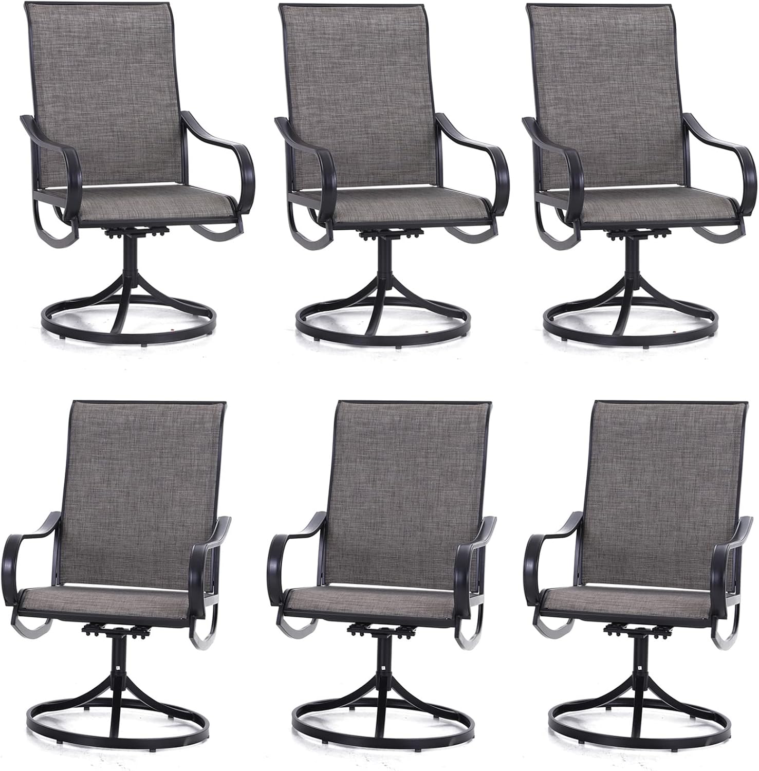 PHI VILLA Patio Swivel Dining Chairs Set of 6 Outdoor